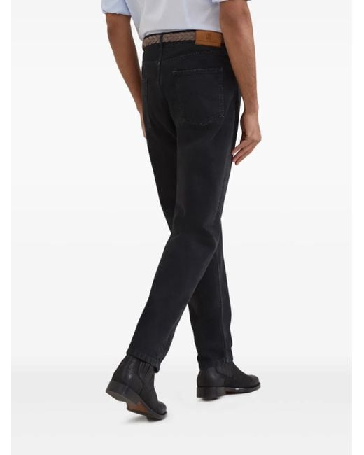 Jeans Con Applicazione Logo di Brunello Cucinelli in Black da Uomo