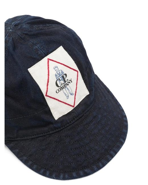 C P Company Blue Logo-Patch Baseball Cap for men