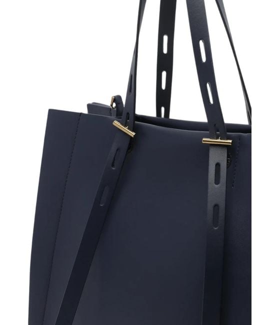 MINOBOSSI Blue Paulette Leather Tote Bag