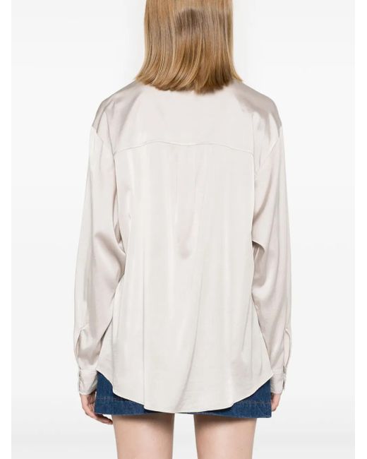 Forte_forte Natural Silk Shirt With A Mandarin Collar