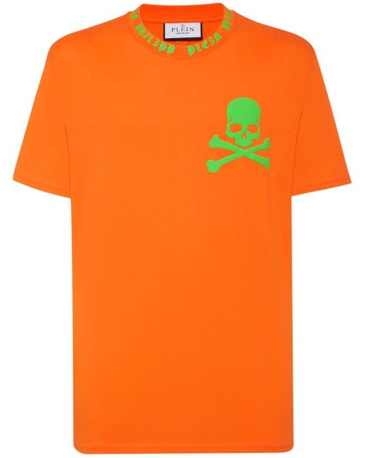メンズ Philipp Plein スカルプリント Tシャツ Orange