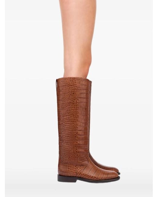 Paris Texas Brown 20Mm Montana Croco-Embossed Leather Boots