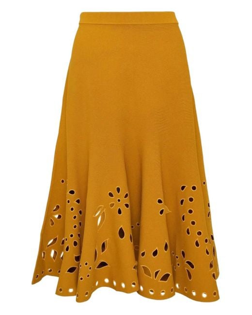 Ulla Johnson Yellow Fiorella Cutout-Detail Midi Skirt