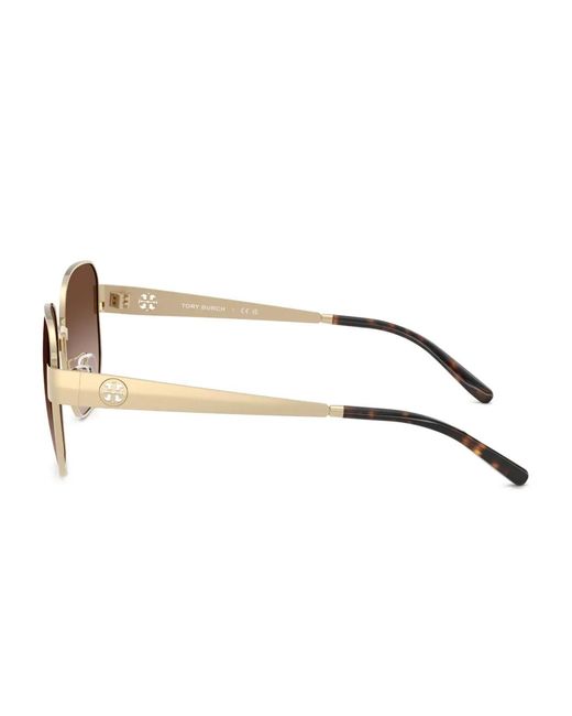 Tory Burch Brown Tortoiseshell Round-Frame Sunglasses