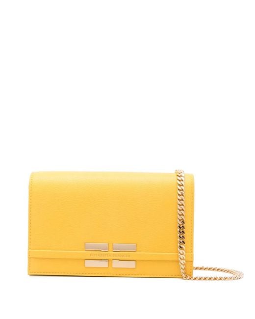 Elisabetta Franchi Yellow Logo Plaque Chain Satchel