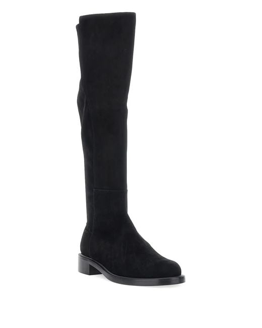 Stuart Weitzman Black Knee-High Boots With Low Block Heel