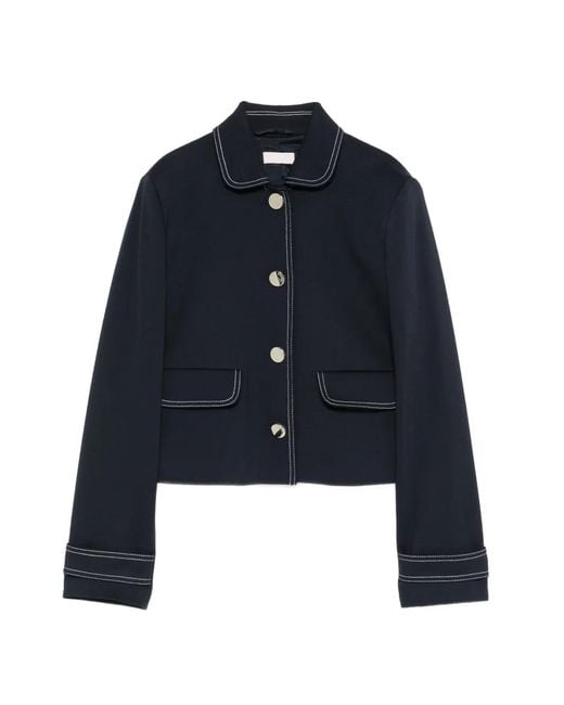 Liu Jo Blue Topstitch Buttoned Jacket