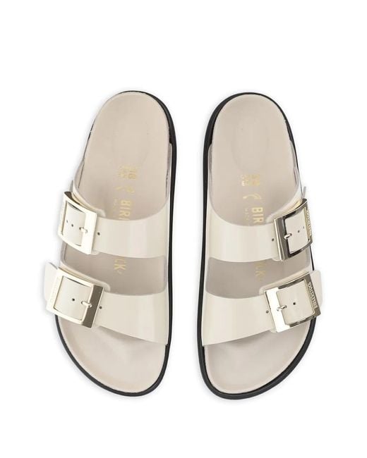 Birkenstock White Arizona Buckle-Fastening Leather Sandals