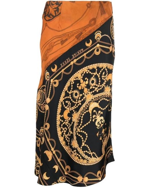MARINE SERRE Black And Regenerated Jewellery Print Silk Skirt - Women's - Silk