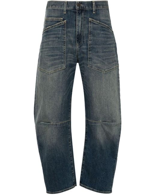 Nili Lotan Blue Hoch sitzende Shon Tapered-Jeans