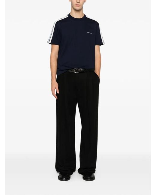 Ferragamo Blue Stripe-Detail T-Shirt for men