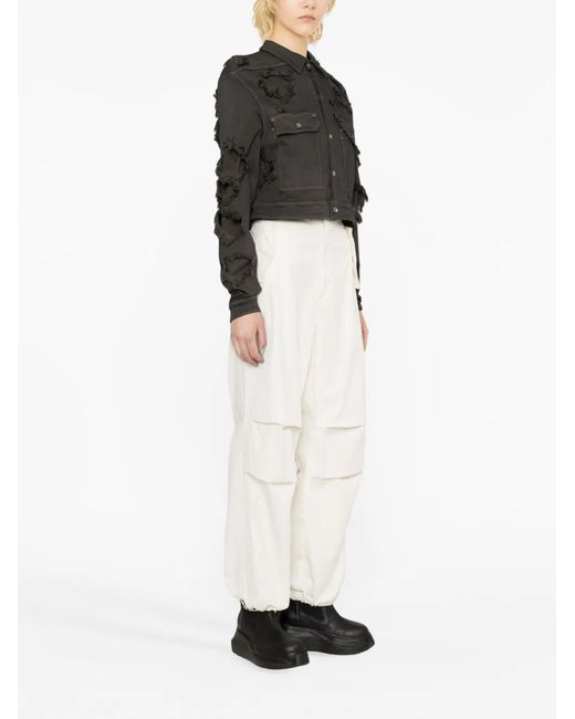 Rick Owens Black Distressed-Effect Cropped Denim Jacket
