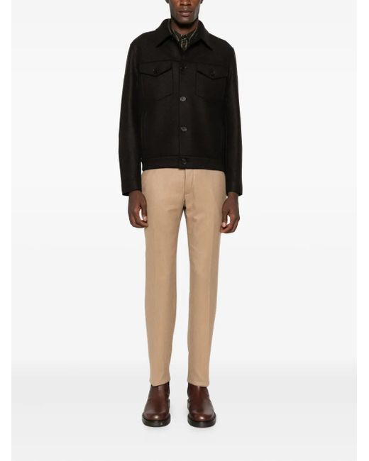 Harris Wharf London Black Buttoned Chest-Pocket Jacket for men