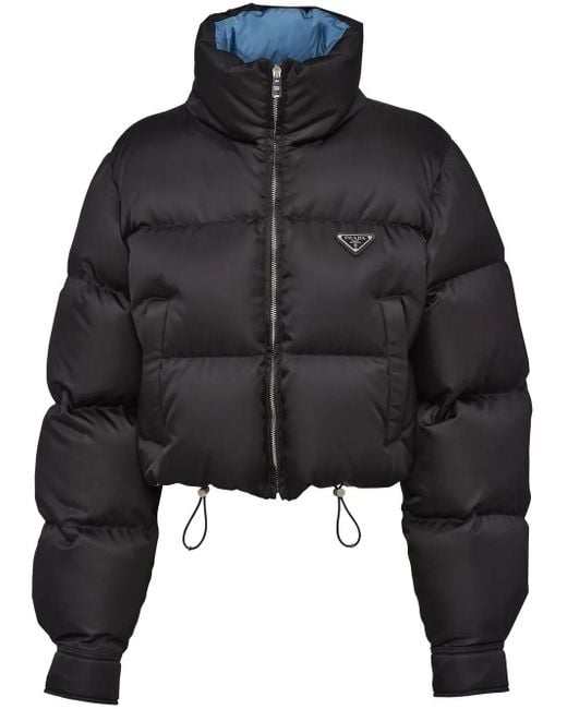 Prada Re-Nylon Cropped Donsjack in het Black