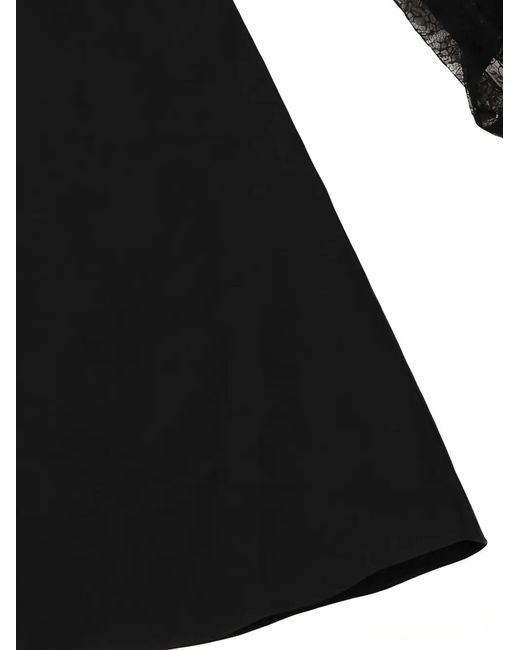 Valentino Garavani Black Robe À Empiècements En Dentelle