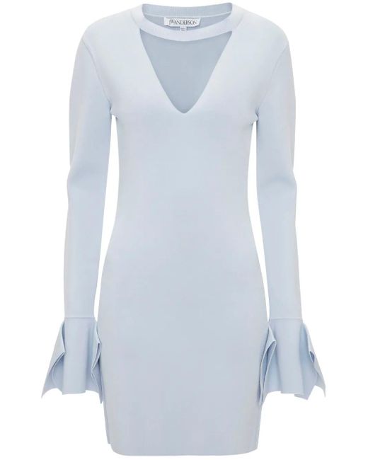 J.W. Anderson Blue Ruffle-Detail Cut-Out Minidress