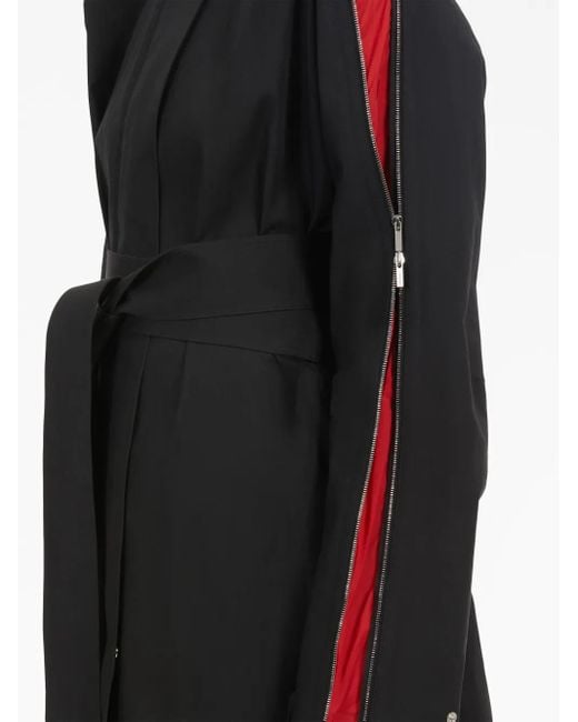 Ferragamo Black Zip-Detail Cotton Belted Trench Coat