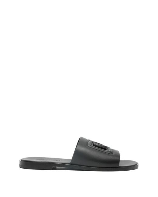 Dolce & Gabbana Black Logo-Embossed Sandals for men