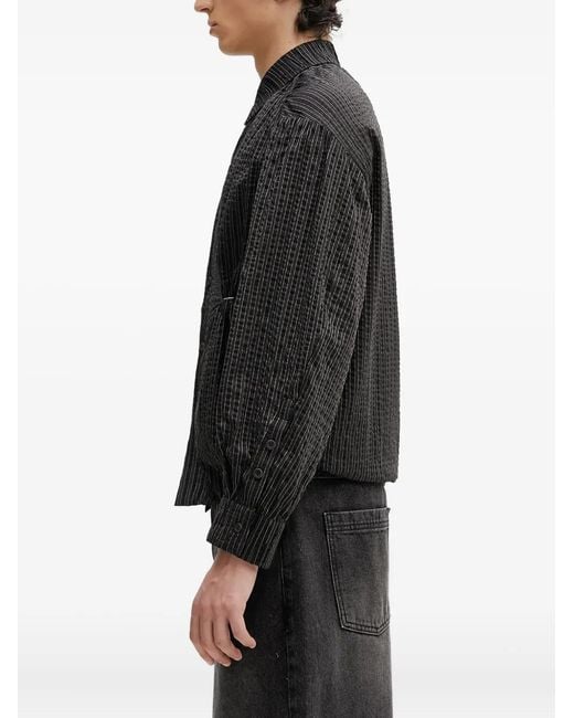 Adererror Black Striped-Pattern Gathered Shirt for men