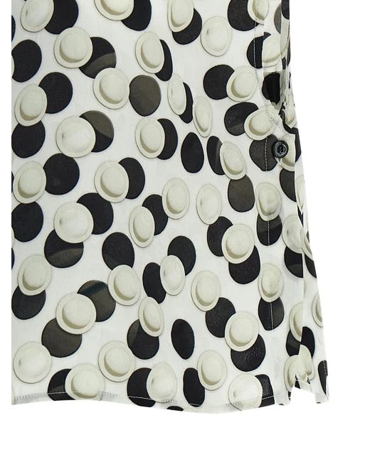 Fendi Black Jacquard Polka Dot Silk Top