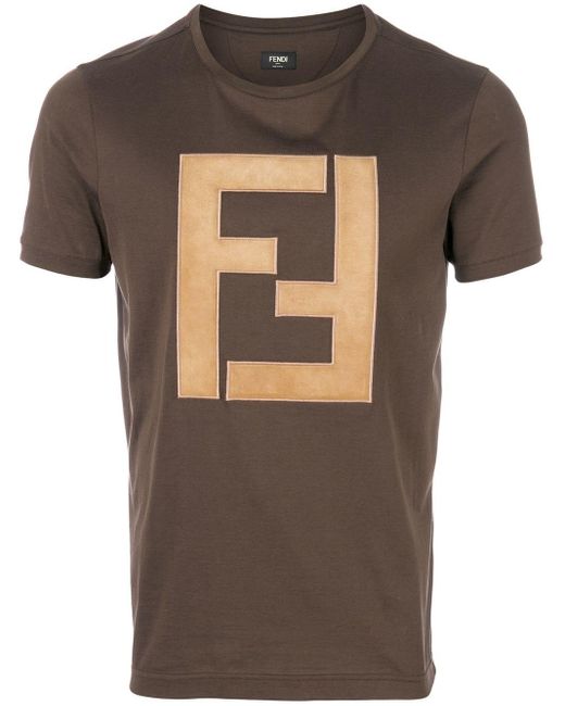 Fendi Brown Ff Logo T-shirt for men