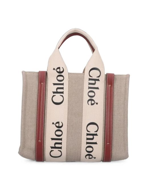 Chloé Pink Small Woody Logo-Strap Tote Bag