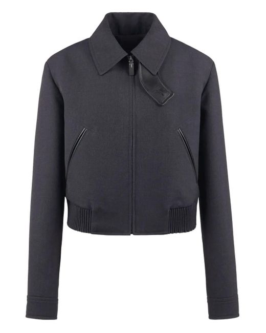 Tod's Blue Leather-Trimmed Bomber Jacket