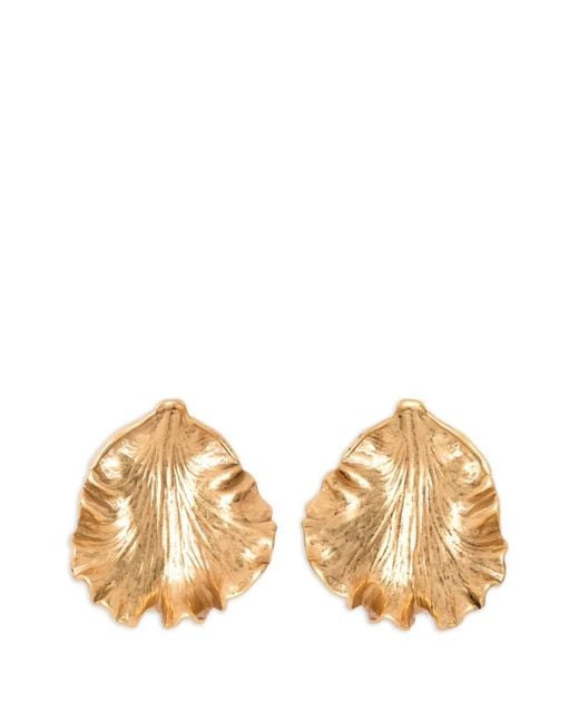 Cult Gaia Natural Iris Leaf Hammered Earrings