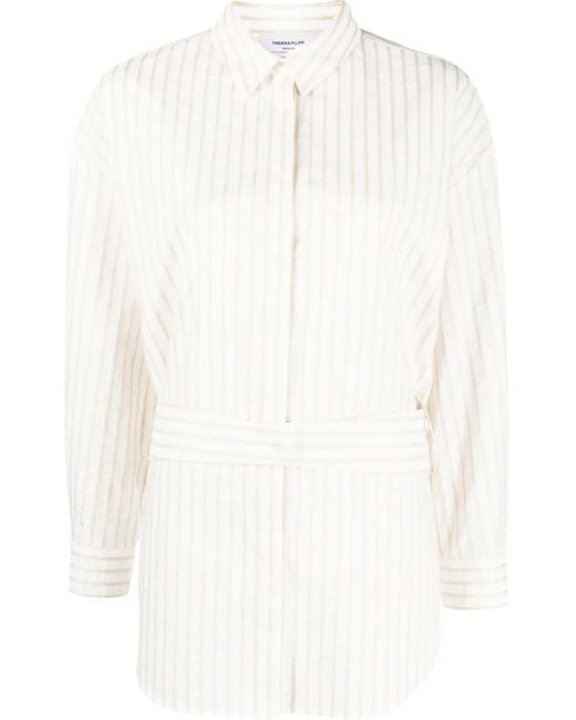 Fabiana Filippi White Stripe-Print Tied-Waist Shirt
