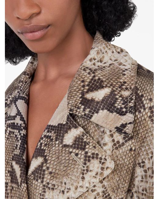 Stella McCartney Natural Python-Print Belted Trench