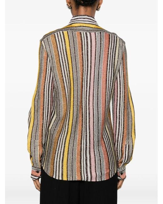 Missoni White Striped Metallic-Thread Shirt