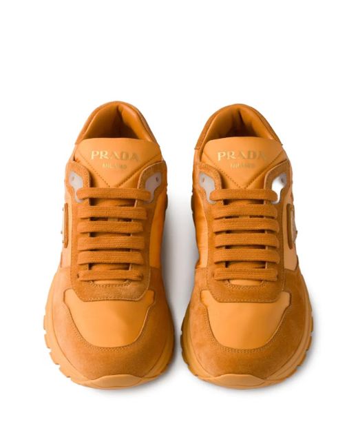 Prada Prax 2.0 Suède Running Sneakers in het Orange