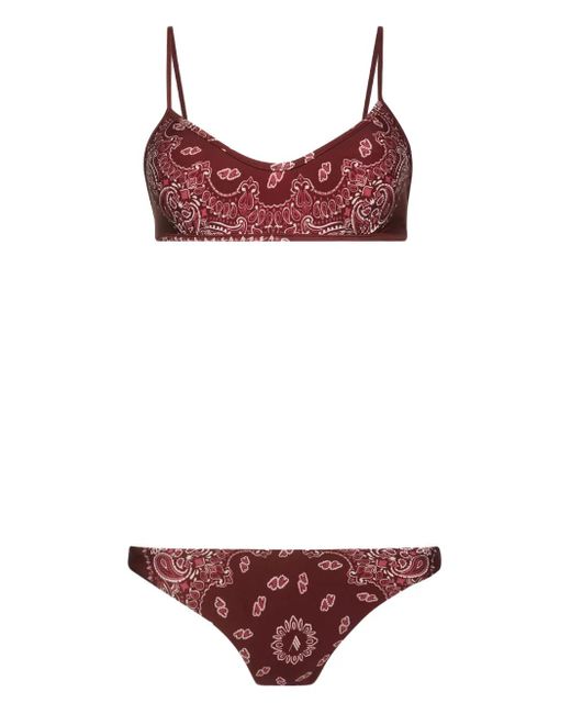 Bikini con estampado de cachemira The Attico de color Red