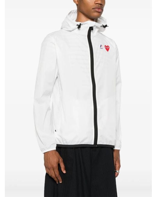 COMME DES GARÇONS PLAY White K-Way Full Zip Jacket Emblem