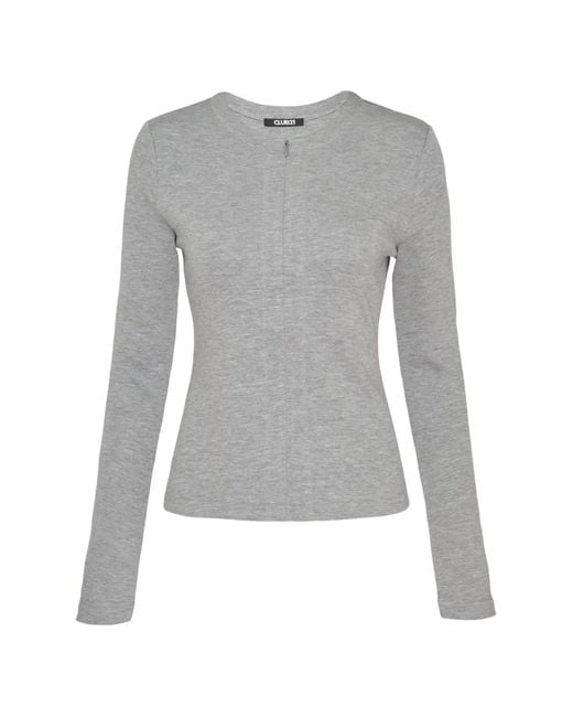 Club21 Collection Gray Mira Zip-Fastening Long-Sleeve Sweater