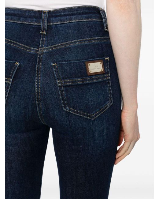 Jeans skinny con placca logo di Elisabetta Franchi in Blue