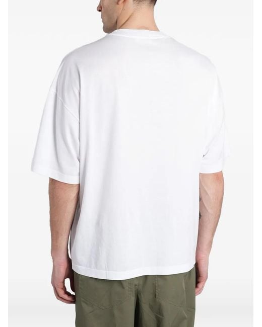 Roberto Collina White Dropped-Shoulder Crewneck Cotton T-Shirt for men