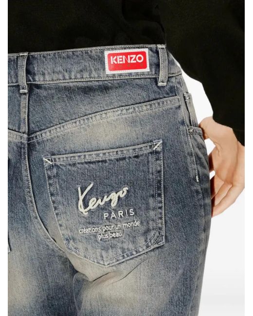 Jean Bara À Patch Logo KENZO en coloris Blue