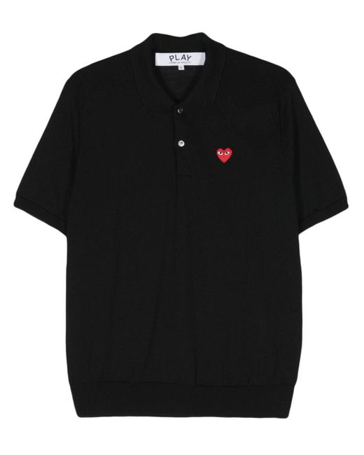 COMME DES GARÇONS PLAY Black Heart-patch Wool Polo Shirt