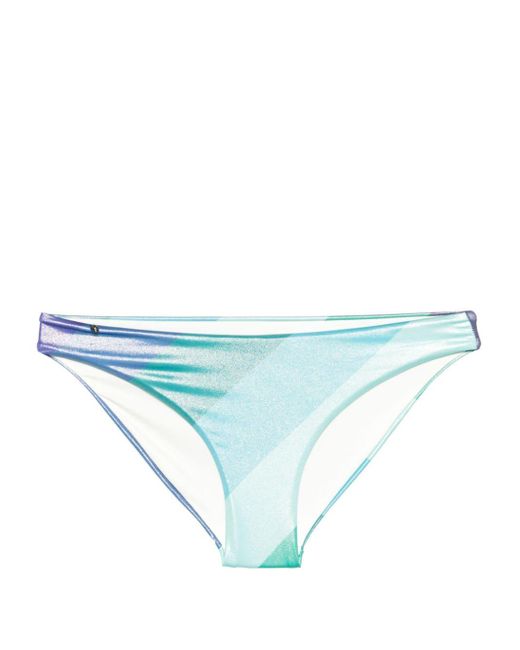 Kurt Geiger Blue Metallic-effect Striped Bikini Bottom