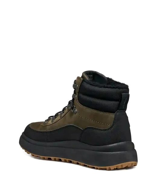 Geox Black Granito + Grip Abx Lace-Up Panelled Hiking Boots for men