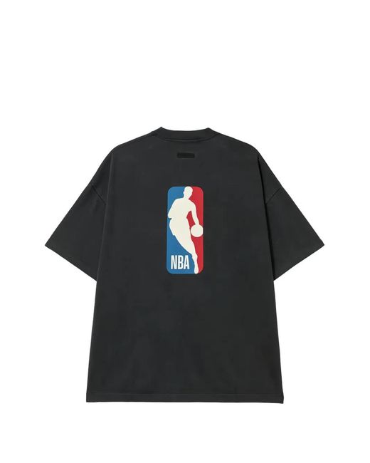 Fear Of God Black Logo-Print Drop-Shoulder T-Shirt for men
