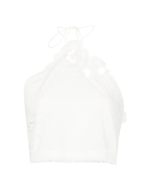Sir White Klara Floral-Embroidered Top