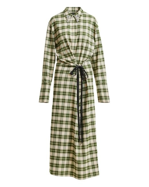 Essentiel Antwerp Green Jid Checked Dress
