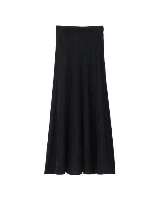 Ba&sh Black Doha Pointelle-Knit A-Line Maxi Skirt