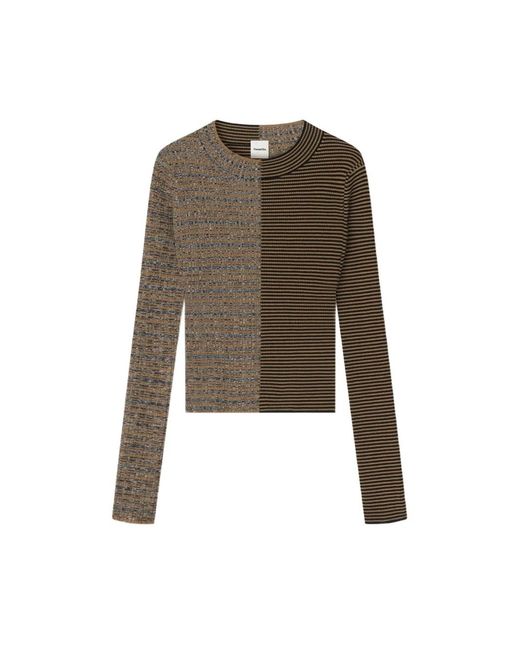 Nanushka Natural Perrie Ribbed-Knit Striped Sweater
