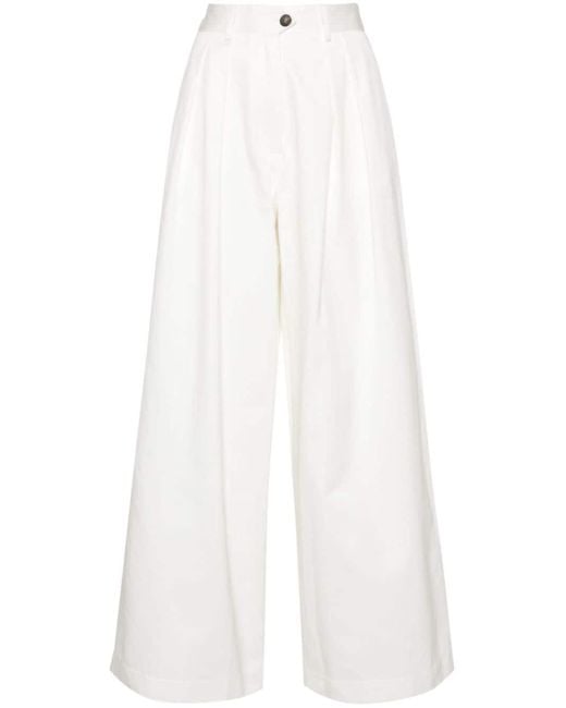 Societe Anonyme White Andy Pleat-detail Palazzo Trousers