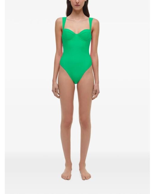 Jonathan Simkhai Green Kyle Bustier Swimsuit