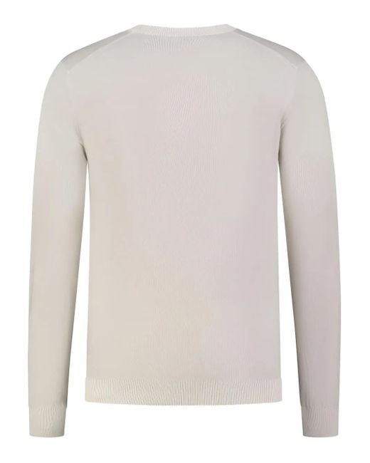 Fedeli White Ribbed Crew-Neck Sweater for men