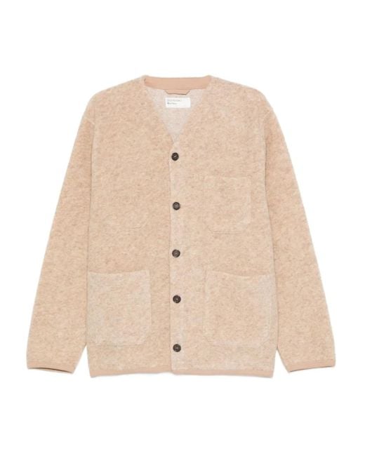 Cárdigan con botones y bolsillo de parche Universal Works de hombre de color Natural